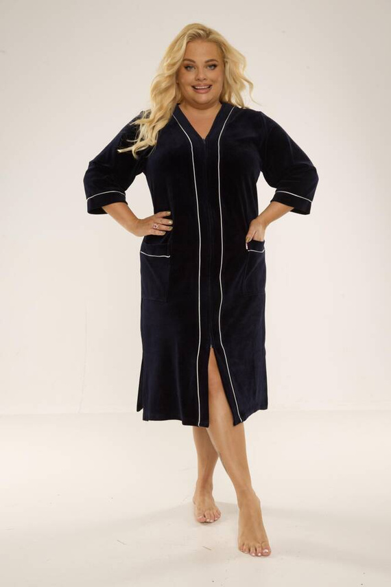 974 / 352 Vestaglia da donna in velluto Forex - blu navy