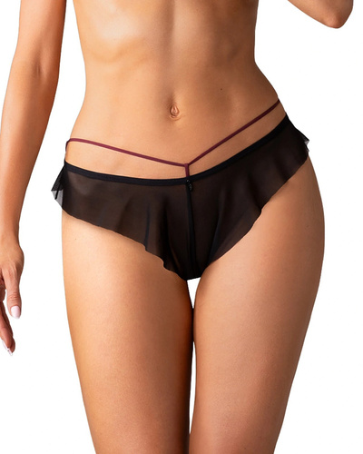 Slip da donna Obsessive Parisel Panties bordeaux con fasce e volant