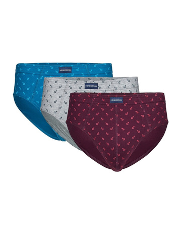 Henderson 1446 K717 Slip da Uomo 3-Pack 100% Cotone Morbidi Fantasia