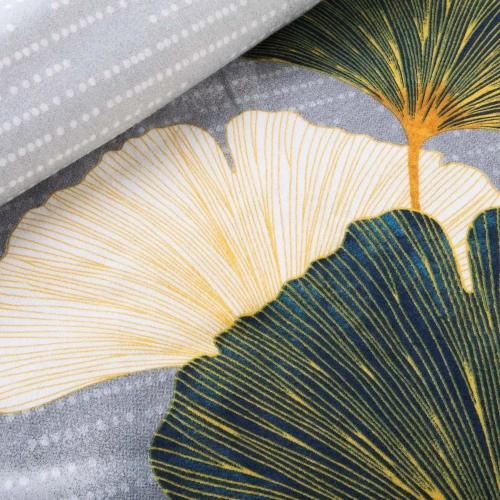 31510/1 Flannelove Darymex grigio verde foglie di ginkgo - set, 100% cotone, caldo e morbido