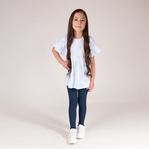 141524 Leggings Nicol a coste per bambina - cotone con elastan, volant, blu navy
