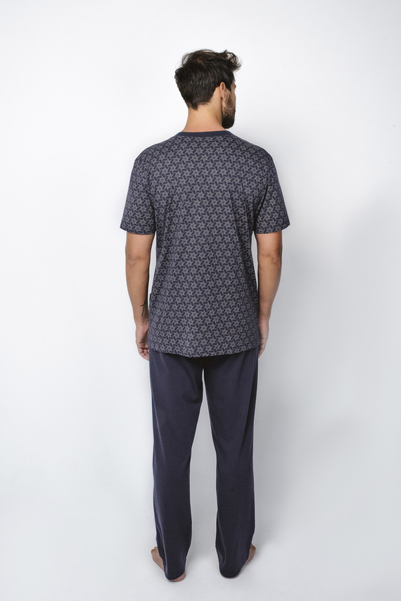 Ricardo Pigiama uomo manica corta, pantaloni lunghi Moda italiana - blu navy