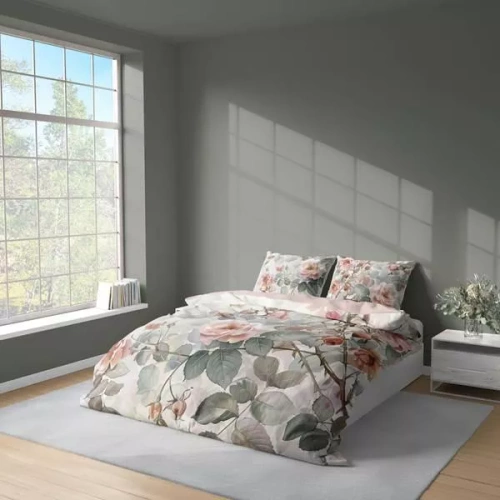 5305 Biancheria da letto in microfibra 3D con rose acquerellate in polvere - Detexpol