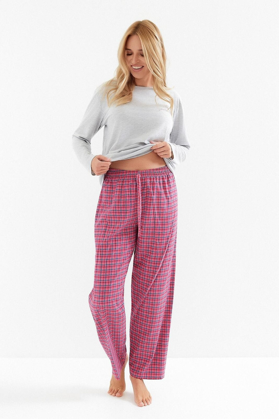 Pigiama donna Taro Madlen 3512 - cotone, manica lunga, pantaloni a quadri