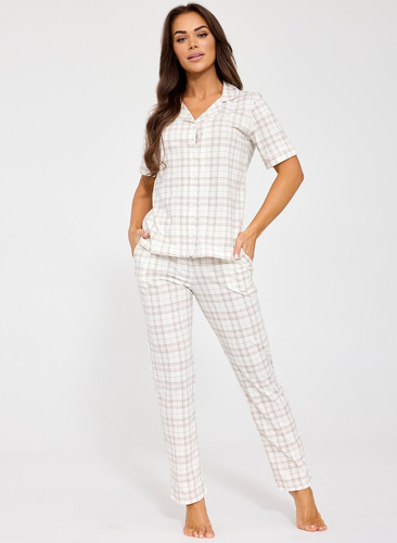 Cornette Holly 879/342 pigiama donna cotone con bottoni scozzese