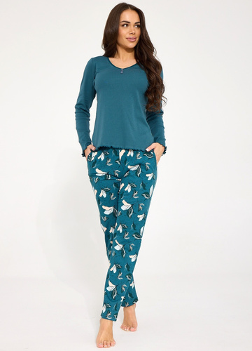 Cornette 1110/511 Sara Pigiama Donna 100% Cotone Verde a Fiori