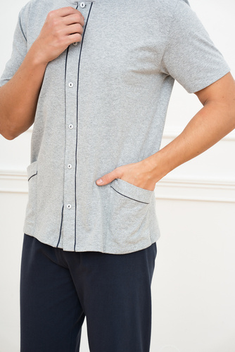 Alcest Pigiama uomo manica corta, pantaloni lunghi Moda italiana - blu navy