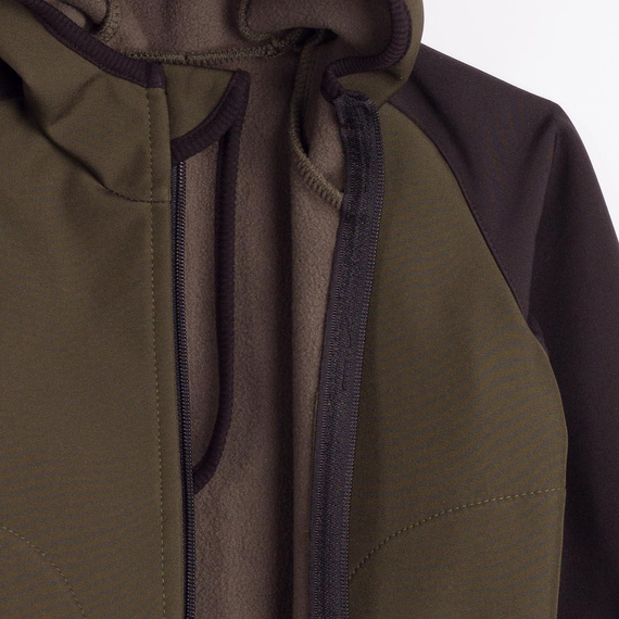 229021 Nicol Giacca softshell bambini con pile, cappuccio, riflettente - khaki