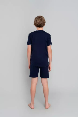 Pigiama Gibson Boys a maniche corte, pantaloni Italian Fashion - blu navy