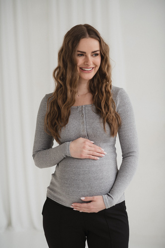 Tummy Milk&Love maglia premaman e allattamento in viscosa light gray melange