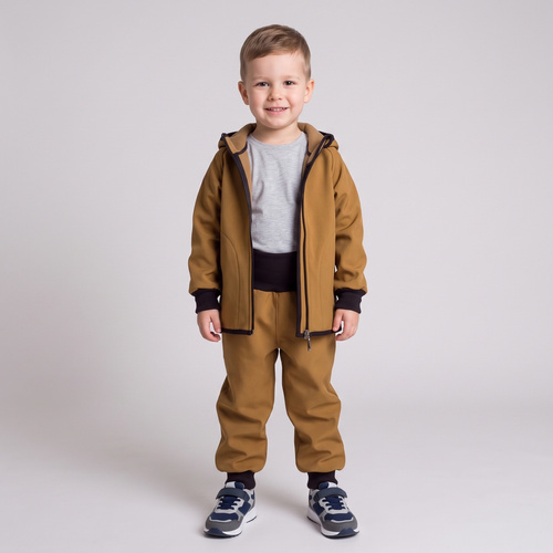 Nicol Pantaloni softshell bambini 229053 con pile, vita alta, polsini - oliva
