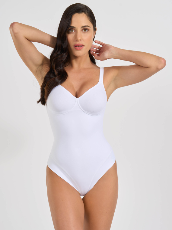 Body 3155 - elegante, elastico, in poliammide liscia Spiman bianco