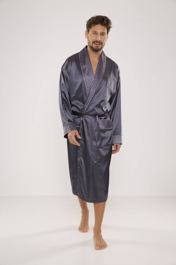 940 Forex accappatoio da uomo in raso - grigio
