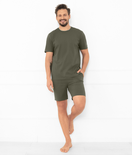 Pigiama uomo Krystian Italian Fashion - cotone, maglietta e pantaloncini corti - oliva