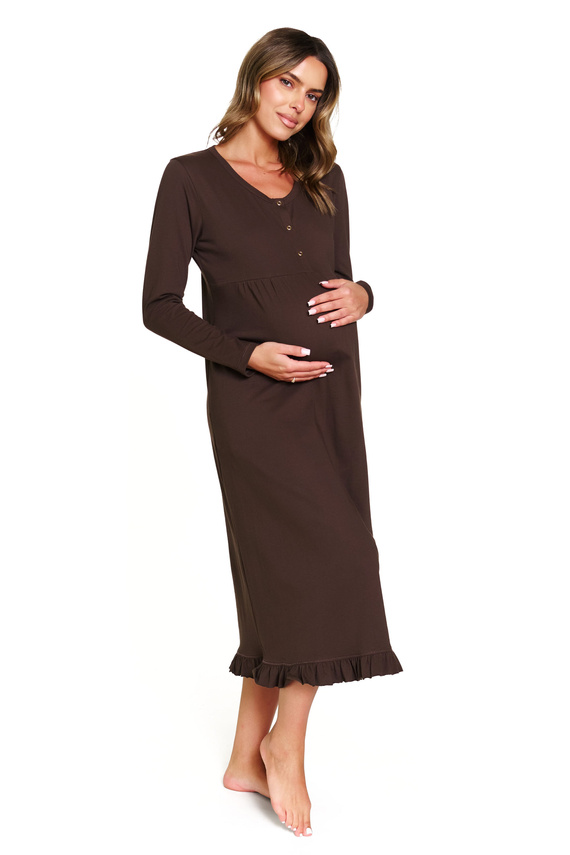 7318 Doctor Nap - Camicia da notte per gravidanza e allattamento in cotone | Produzione polacca - brownie