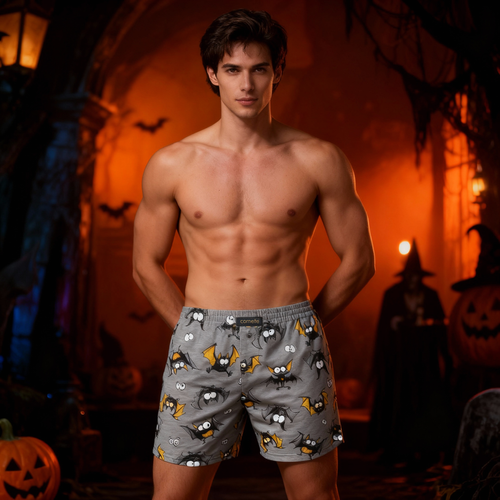 001/182 011/182 Boxer Cornette Classic da uomo in cotone con stampa divertente grigio