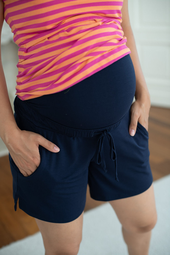 Milk&Love pantaloncini premaman corti in viscosa blu navy per l'estate