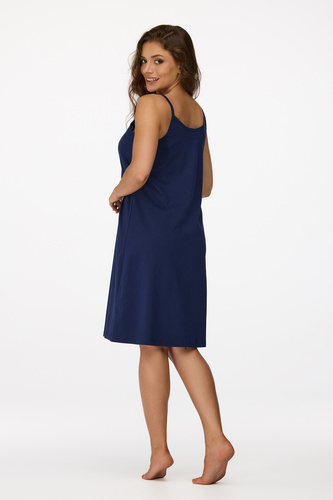 no. 25 Camicia da notte per la gravidanza Senizo blu navy - 100% cotone, cerniera per l'allattamento, spalline