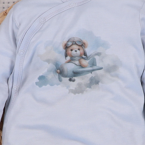 NINI BABY BEAR PILOT tutina neonato 100% bambù polacca ABN-5749