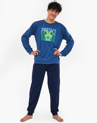 999/55 Protect Pigiama giovanile Cornette blu navy - cotone, manica lunga, comodo e alla moda