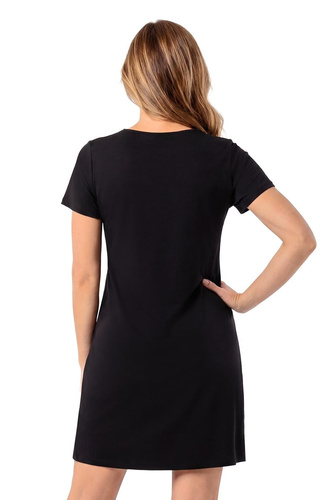 Koszula nocna Damaris Donna wiskozowa koronkowa elegancka z dekoltem w serek czarna