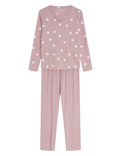 Henderson Gitte 45425 Pigiama Donna Lunga 100% Cotone Scollo a V dusty rose