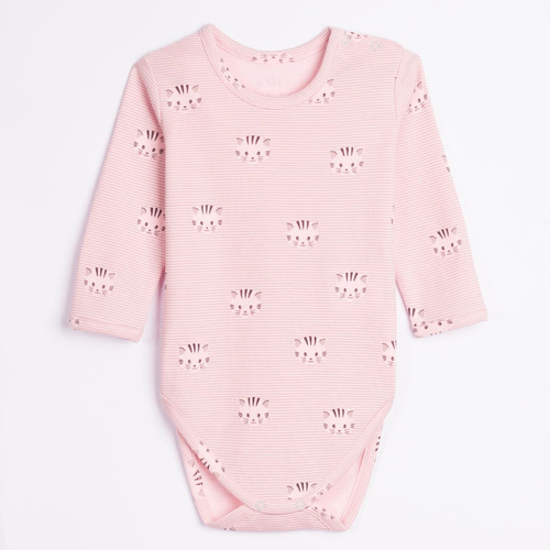 Body neonato Nicol Tosia 225099 100% cotone rosa con gattini manica lunga